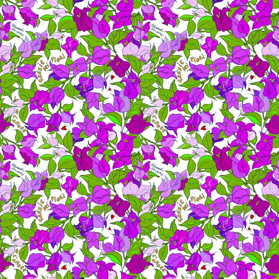 Vibrant purple and green Geranei flower pattern for home decor.